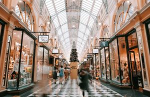 Image of storefronts within a mall settings