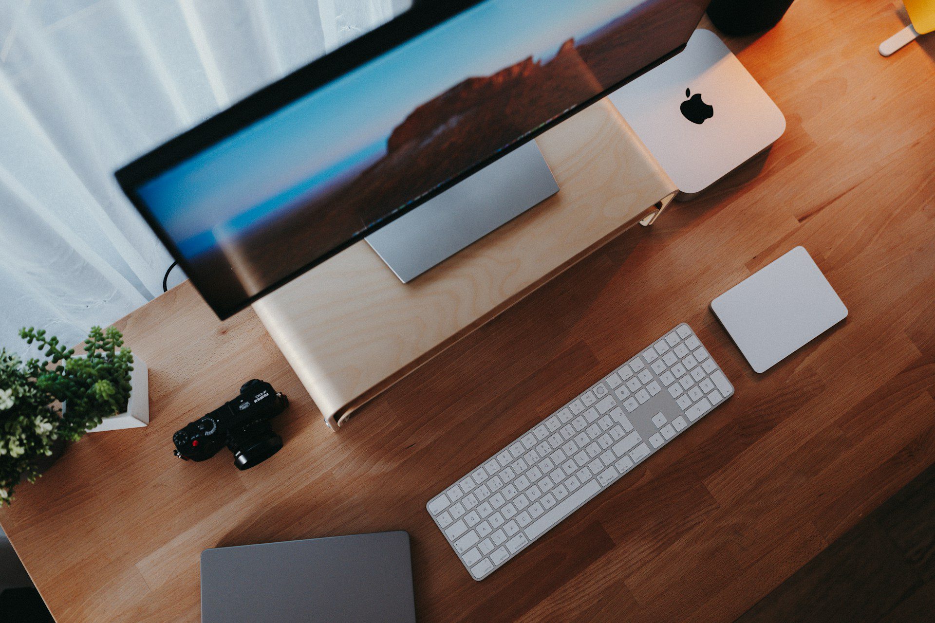 A computer setup on a table