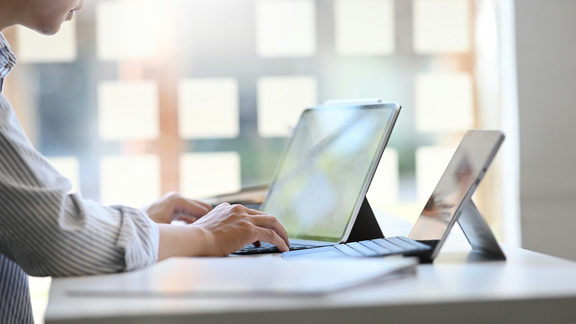 A person using a laptop
